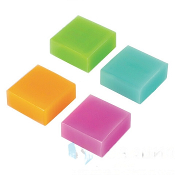 Ластик BRAUBERG "E-Color", 28х28х12 мм, цвет НЕОН ассорти, экологичный ПВХ, 228065