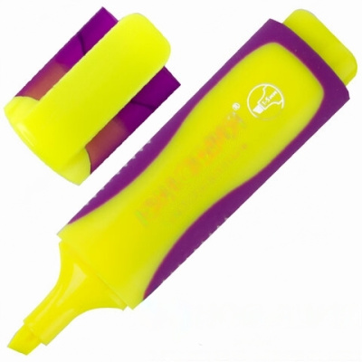 Текстовыделитель ЮНЛАНДИЯ "ELASTIC", ЖЕЛТЫЙ, прорезиненный корпус, линия 1-5 мм, 151759