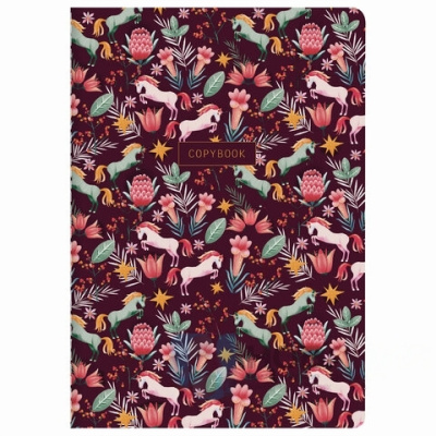 Тетрадь 40 л. в клетку обложка SoftTouch, бежевая бумага 70 г/м2, сшивка, А5 (147х210 мм), ЕДИНОРОГИ, BRAUBERG, 403782