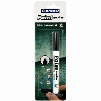 Маркер-краска лаковый (paint marker) ЧЕРНЫЙ CENTROPEN, игольчатый наконечник, 0,7 мм, 9211, 5 9211 9912