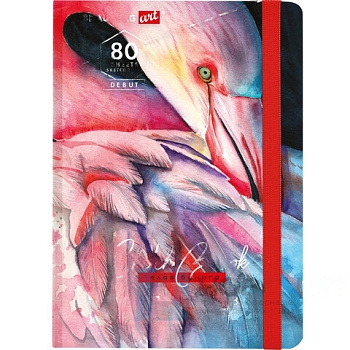 Скетчбук, белая бумага 120 г/м2, 145х203 мм, 80 л., резинка, твердый, BRAUBERG ART DEBUT "Фламинго", 114584