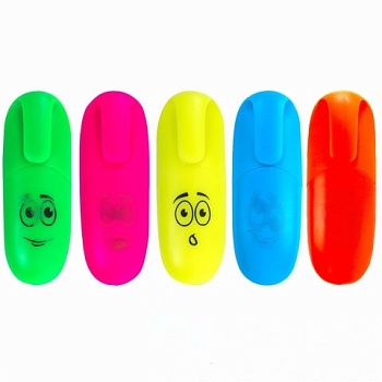 Текстовыделитель ЮНЛАНДИЯ "НЕОНЧИКИ", мини, АССОРТИ В ПЛАСТИКОВОЙ БАНКЕ, линия 1-5 мм, 151766