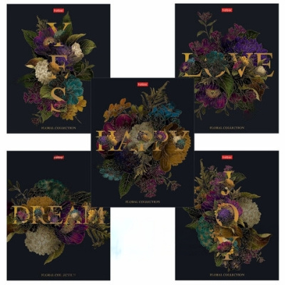 Тетрадь А5, 96 л., HATBER скоба, клетка, матовая ламинация, 3D фольга, "Язык цветов" (5 видов), 96Т5лофВ1