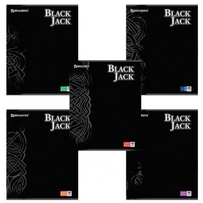 Тетрадь А5, 48 л., BRAUBERG, клетка, выборочный лак, БЛЭК ДЖЭК, 401824