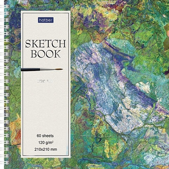 Скетчбук, белая бумага 120 г/м2, 210х210 мм, 60 л., гребень, твердая обложка, "For Art", 60Тт4Aгр_24056