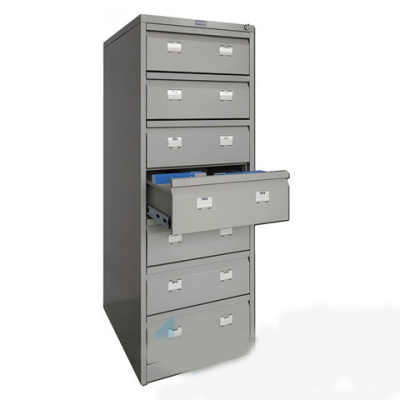 Шкаф картотечный ПРАКТИК "AFC-07", 1327х515х631мм, 7 ящиков под формат А5 (210х149 мм), формат папок Foolscap или A4 (БЕЗ ПАПОК)