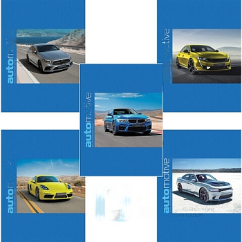 Тетрадь А5, 48 л., HATBER-ECO, скоба, офсет №2 ЭКОНОМ, клетка, обложка картон, "Авто", 48Т5D1