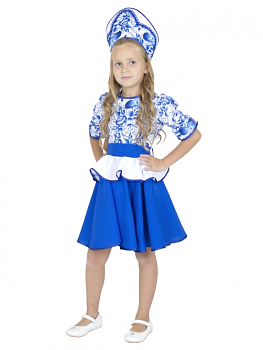Женский карнавальный костюм Гжельский сувенир (рост 104-170 см)