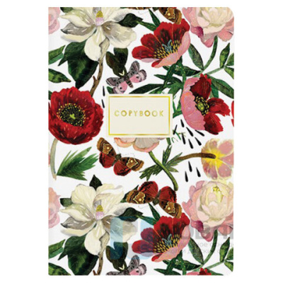 Тетрадь ЕВРО А5 40 л. BRUNO VISCONTI сшивка, клетка, Soft Touch, фольга, бежевая бумага 70 г/м2, "ПИОНЫ", 7-40-104