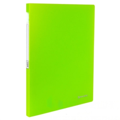 Папка с металлическим скоросшивателем и внутренним карманом BRAUBERG "Neon", 16 мм, зеленая, до 100 листов, 0,7 мм, 227464