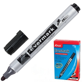 Маркер перманентный (нестираемый) BEIFA (Бэйфа) "A Plus", ЧЕРНЫЙ, круглый наконечник, 2,5 мм, PY237800-BK