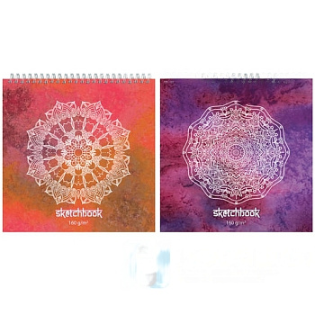 Скетчбук, белая бумага 160 г/м2, 250х250 мм, 60 л., гребень, жёсткая подложка, 2615