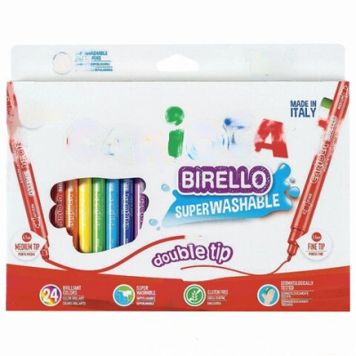 Фломастеры двухсторонние CARIOCA (Италия) "Birello", 24 цвета, суперсмываемые, 41521