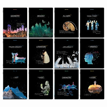 Тетради предметные, КОМПЛЕКТ 12 ПРЕДМЕТОВ, "STARLIGHT", 48 л., глянцевый УФ-лак, BRAUBERG, 404607