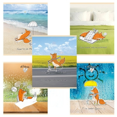 Тетрадь А5, 48 л., ПЗБМ, скоба, клетка, конгрев, выборочный TWIN лак, "Милая рыжесть" (5 видов), 029616