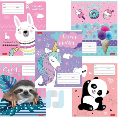 Тетрадь 12 л. HATBER клетка, обложка картон, "Улыбнись!" (5 видов в спайке), 12Т5В1