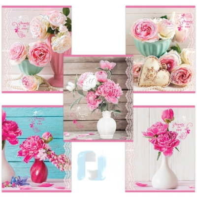 Тетрадь А5, 48 л., BRAUBERG, клетка, блестки, ПРЕКРАСНЫЕ ЦВЕТЫ, 403050