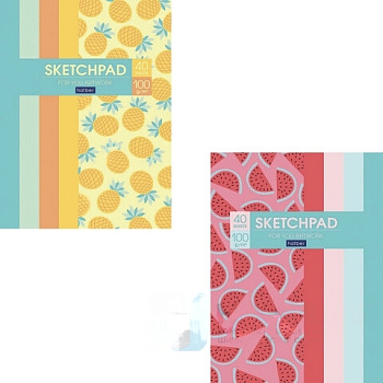 Скетчбук, белая бумага 100 г/м2, 145х205 мм, 40 л., склейка, глянцевая ламинация, "Фрутоскоп", 40Б5лAк