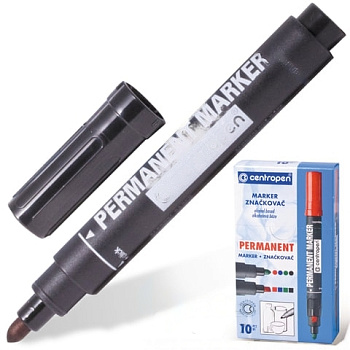 Маркер перманентный CENTROPEN 8566, ЧЕРНЫЙ, круглый наконечник, 2,5 мм, 5 8566 0112