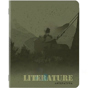 Тетрадь предметная MILITARY 48 листов, SoftTouch, 70г/м, ЛИТЕРАТУРА, линия, подсказ, BRAUBERG, 404009