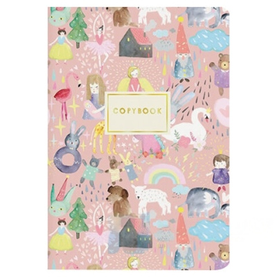 Тетрадь ЕВРО А5 40 л. BRUNO VISCONTI сшивка, клетка, Soft Touch, фольга, бежевая бумага 70 г/м2, "ПРИНЦЕССЫ", 7-40-122