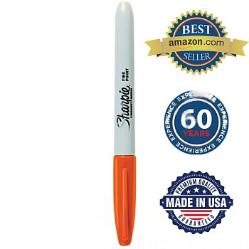 Маркер перманентный SHARPIE (США) ОРАНЖЕВЫЙ, "Fine", круглый наконечник, 1 мм, 2025036