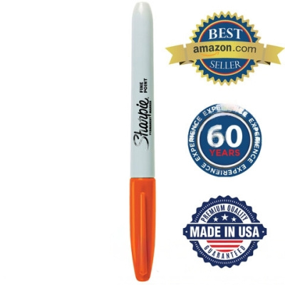 Маркер перманентный SHARPIE (США) ОРАНЖЕВЫЙ, "Fine", круглый наконечник, 1 мм, 2025036