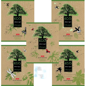 Тетрадь А5, 48 л., HATBER, скоба, клетка, обложка крафт-картон, "Life Style" (5 видов в спайке), 48Т5В1, 48Т5B1