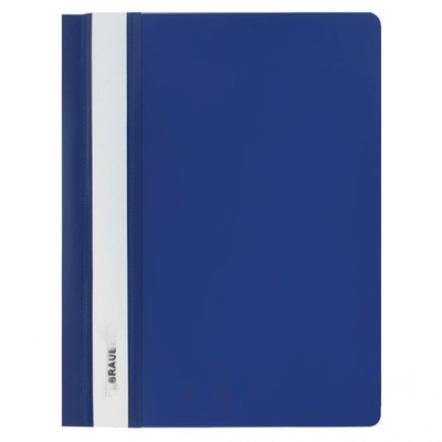 Скоросшиватель пластиковый МАЛОГО ФОРМАТА (160х228 мм), А5, BRAUBERG, 130/180 мкм, синий, 224801