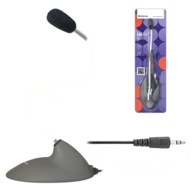 Микрофон настольный DEFENDER MIC-111, кабель 1,5 м, 54 Дб, серый, 64111