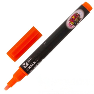 Маркер меловой "POP-ART" ОРАНЖЕВЫЙ, 3,5 мм, стираемый, для гладких поверхностей, BRAUBERG, 151523