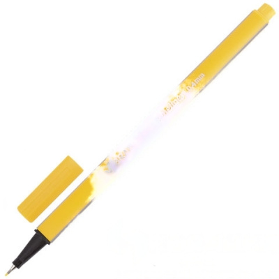Ручка капиллярная (линер) BRAUBERG "Aero", ЖЕЛТАЯ, трехгранная, металлический наконечник, линия письма 0,4 мм, 142248