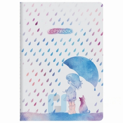 Тетрадь 40 л. в клетку обложка SoftTouch, бежевая бумага 70 г/м2, сшивка, А5 (147х210 мм), ДОЖДИК, BRAUBERG, 403764