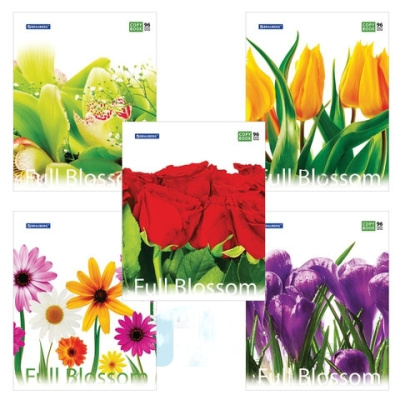 Тетрадь А5, 96 л., BRAUBERG, клетка, обложка картон, ЦВЕТЫ, 401845