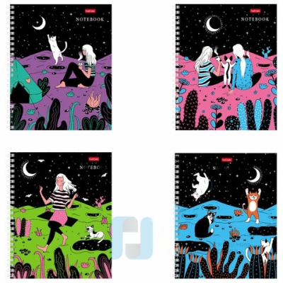 Тетрадь А5, 80 л., HATBER гребень, клетка, обложка картон, "Дотянуться до небес" (4 вида в спайке), 80Т5вмВ1гр