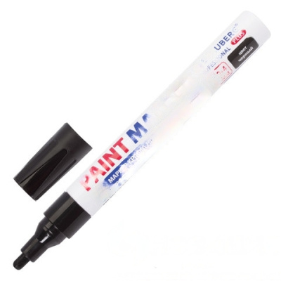 Маркер-краска лаковый (paint marker) 4 мм, ЧЕРНЫЙ, НИТРО-ОСНОВА, алюминиевый корпус, BRAUBERG PROFESSIONAL PLUS, 151445