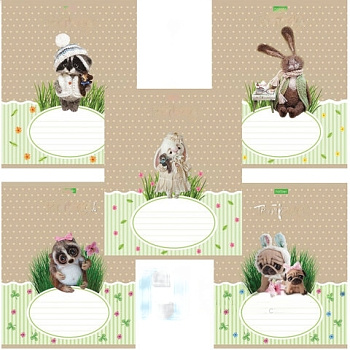 Тетрадь 12 л. HATBER-ECO, клетка, обложка плотная мелованная бумага, "Пушистые зверушки", 12Т5C1