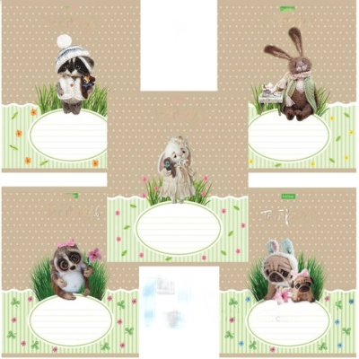 Тетрадь 12 л. HATBER-ECO, клетка, обложка плотная мелованная бумага, "Пушистые зверушки", 12Т5C1