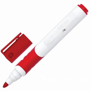 Маркер стираемый для белой доски КРАСНЫЙ, BRAUBERG "SOFT", 5 мм, резиновая вставка, 151250