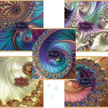 Тетрадь А5, 48 л., ПЗБМ, скоба, клетка, фольга, выборочный TWIN лак, "Фрактал" (5 видов), 027310