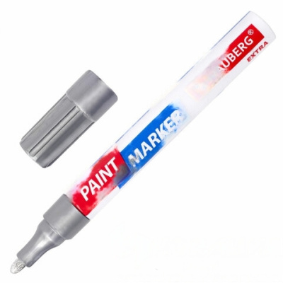 Маркер-краска лаковый EXTRA (paint marker) 4 мм, СЕРЕБРЯНЫЙ, УСИЛЕННАЯ НИТРО-ОСНОВА, BRAUBERG, 151982
