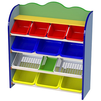 Многофункциональный стеллаж с набором контейнеров, для игрушек и пособий