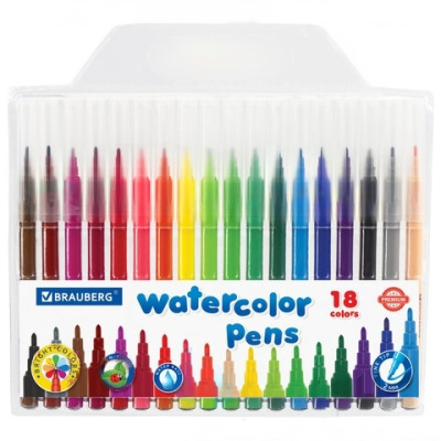 Фломастеры BRAUBERG "PREMIUM", 18 цветов, КЛАССИЧЕСКИЕ, вентилируемый колпачок, ПВХ-упаковка с европодвесом, 151935