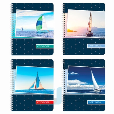 Тетрадь А5, 96 л., BRAUBERG, гребень, клетка, обложка картон, МОРЕ, 403067