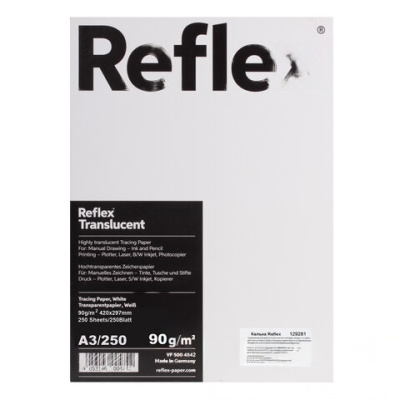 Калька REFLEX А3, 90 г/м, 250 листов, Германия, белая, R17310