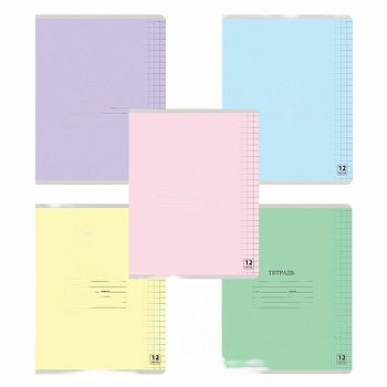 Тетрадь 12 л. ЮНЛАНДИЯ КЛАССИЧЕСКАЯ, крупная клетка, обложка картон, АССОРТИ 5 видов, 105648