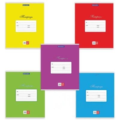 Тетрадь 12 л. BRAUBERG КЛАССИКА, узкая линия, обложка картон, АССОРТИ (5 видов), 103277