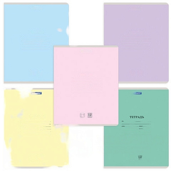 Тетрадь 12 л. BRAUBERG "КЛАССИКА NEW", клетка, обложка картон, АССОРТИ (5 видов), 105682