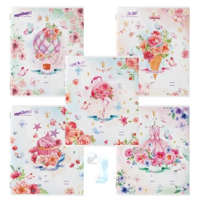 Тетрадь 12 л. ЮНЛАНДИЯ, клетка, обложка картон, "НЕЖНОСТЬ", 106468