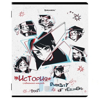 Тетрадь предметная "ANIME" 48л, глянцевый лак, ИСТОРИЯ, клетка, BRAUBERG, 404539